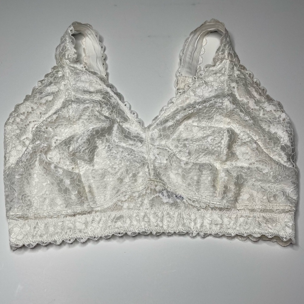 $50 Parfait 38DDD Adriana Wire-free Lace Bralette Floral Wireless Soft White